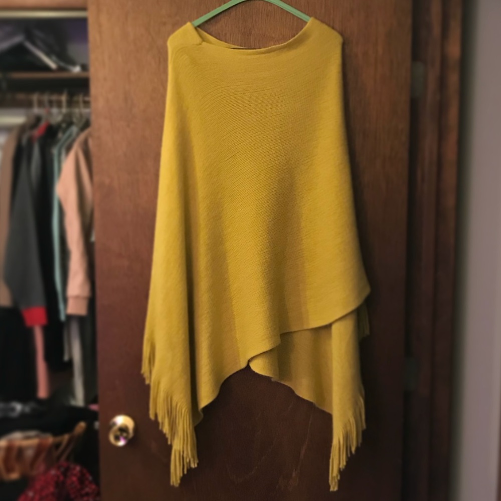 Cute Mustard Asymmetrical Poncho